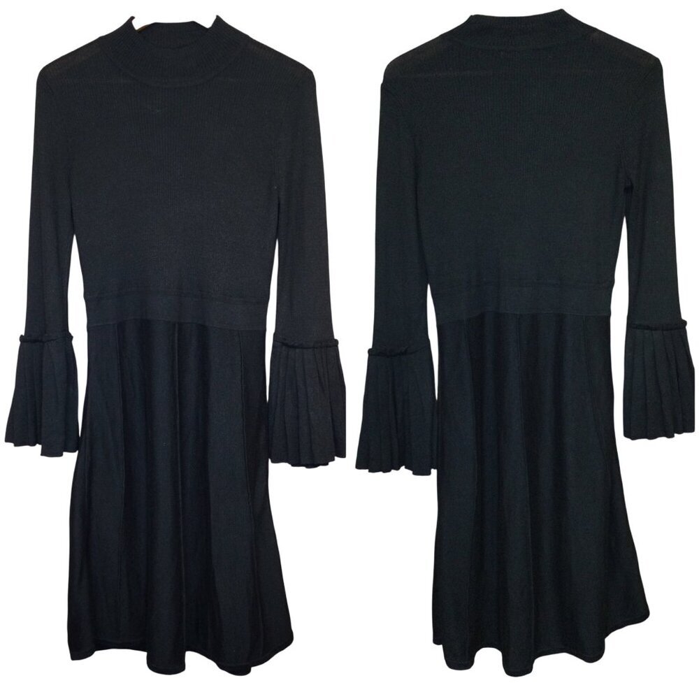 New York & Company Black Bell Sleeve Midi Dress Size M Lightweight Sweater